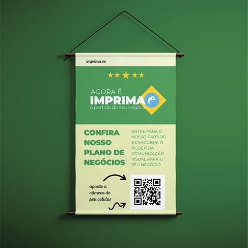 Imagem de um banner, impresso em lona e fundo verde | Imprima.vc