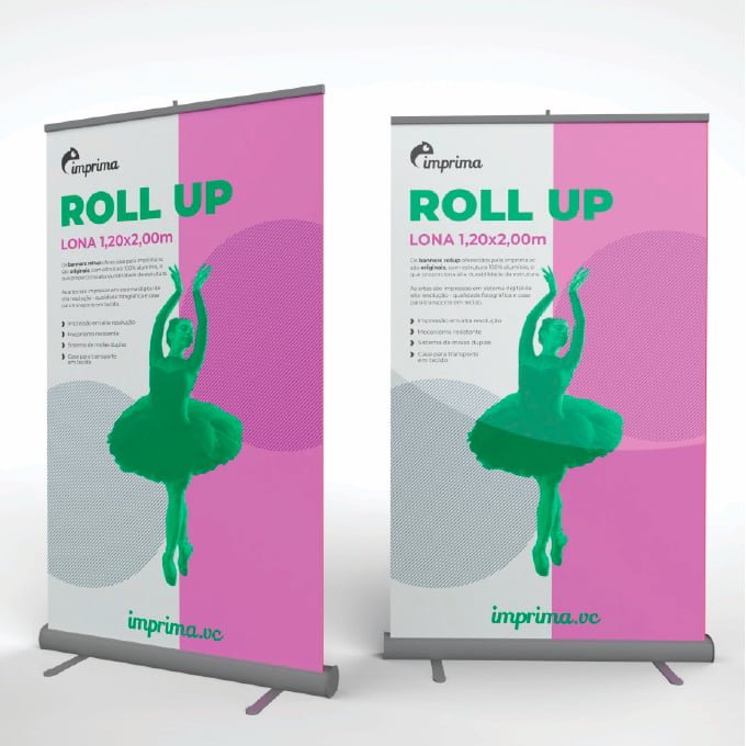 Imagem que representa um banner roll up no formato de 1,00x2,00m | Imprima.vc