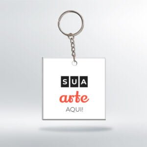 Chaveiro personalizado quadrado em acrílico colorido, fabricado pela Imprima.vc