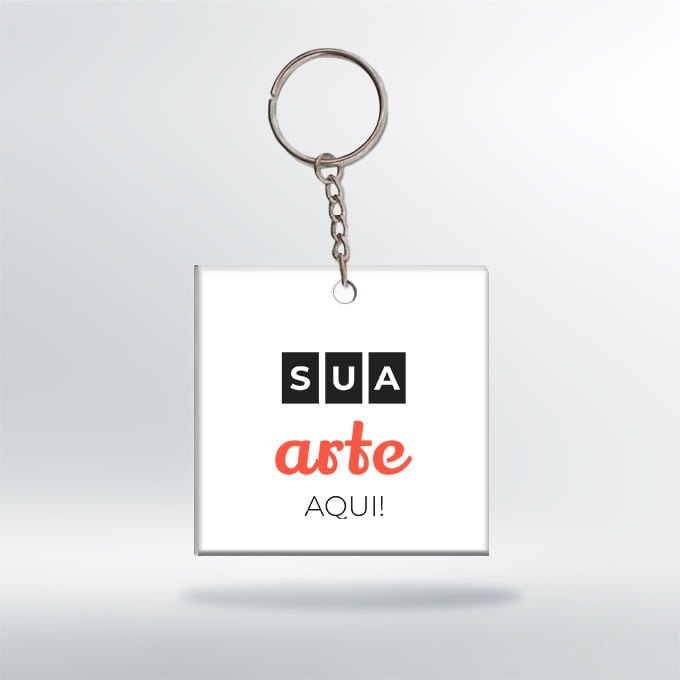 Chaveiro personalizado quadrado em acrílico colorido, fabricado pela Imprima.vc
