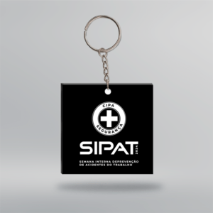 Chaveiro CIPA / SIPAT - Quadrado - 5x5 cm - Preto - Frente