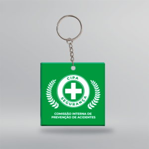 Chaveiro CIPA / SIPAT - Quadrado - 5x5 cm - Verde - Frente <br>