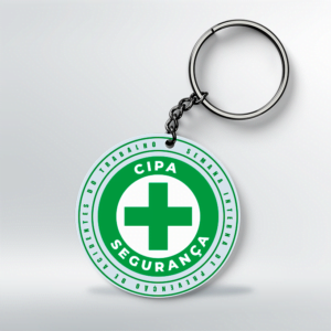 Chaveiro CIPA/SIPAT - Redondo - 5x5 cm - Branco - Frente e Verso
