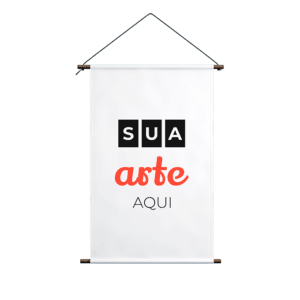 Banner tradicional em lona simulando uma arte do cliente