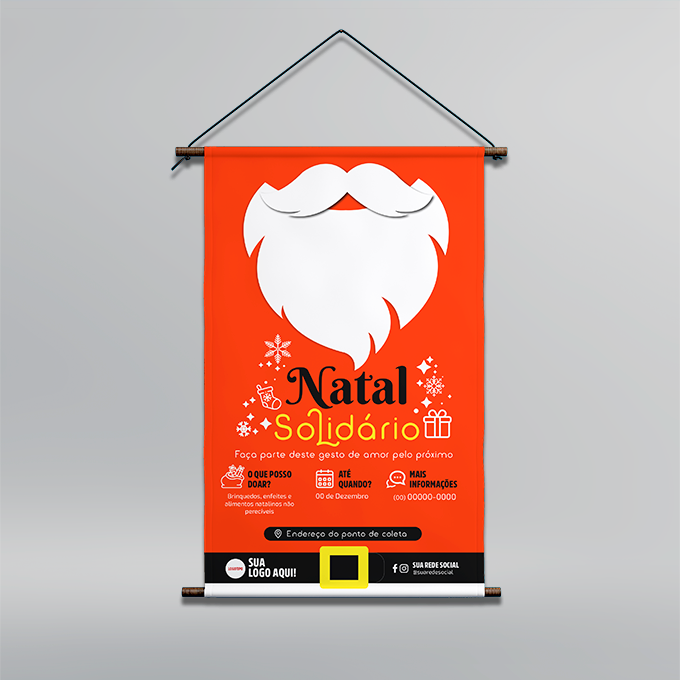 banner tradicional em lona para o Natal Solidário da Imprima.vc