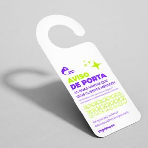 Aviso de Porta - Personalizado - Papel Couchê - Modelo Gancho - Frente