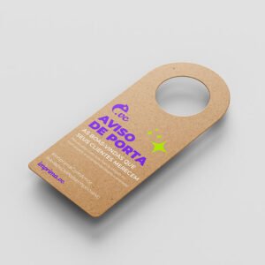 Aviso de Porta - Personalizado - Papel Kraft - Topo Arredondado - Frente