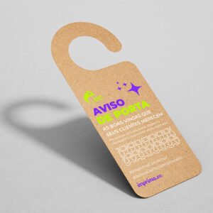 Aviso de Porta - Personalizado - Papel Kraft - Modelo Gancho - Frente